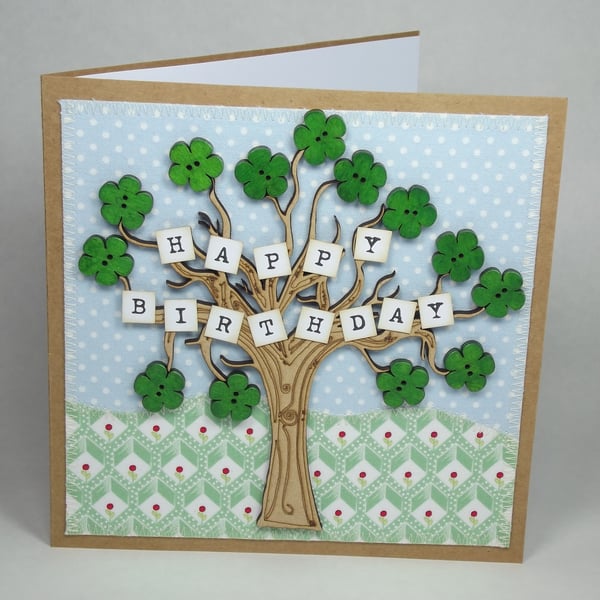 Happy Birthday Fabric Greetings Card