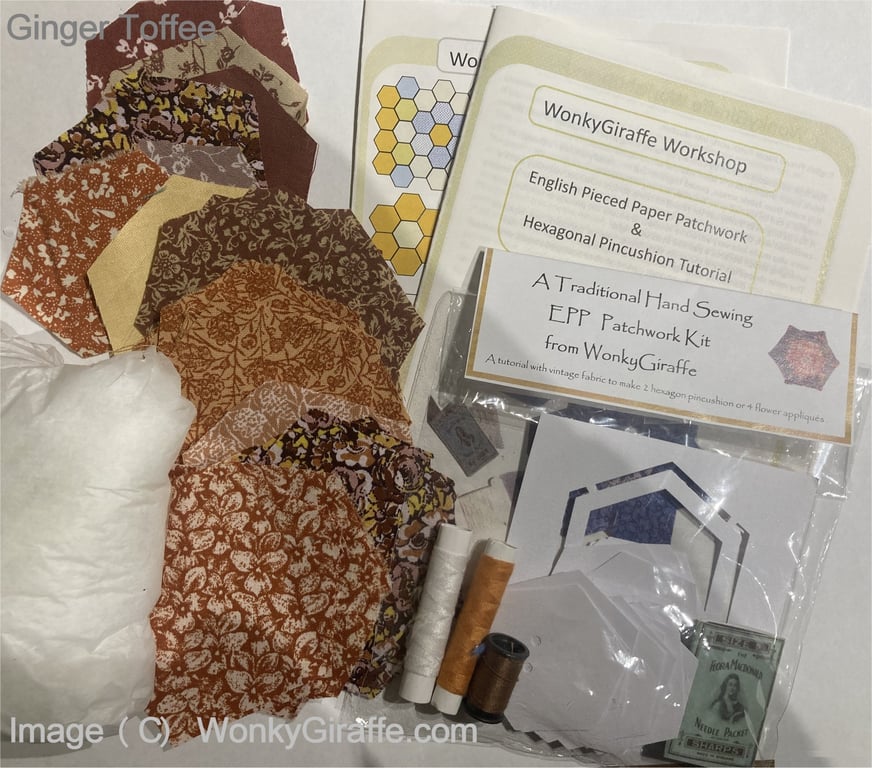 Patchwork hexagon kit EPP English paper piecing hexagonal patchwork pincushion