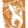 Wiry Jack Russell Dog - Original Hand Pulled Linocut Print