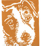 Wiry Jack Russell Dog - Original Hand Pulled Linocut Print - Image 1