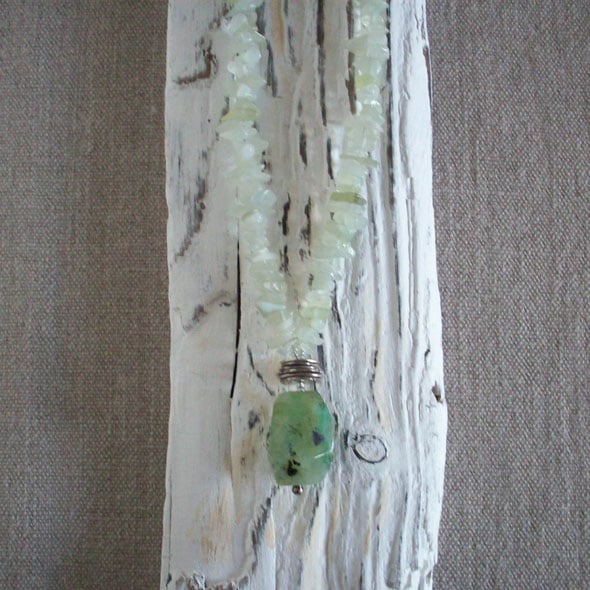 African Chrysocolla and Jade Pendant