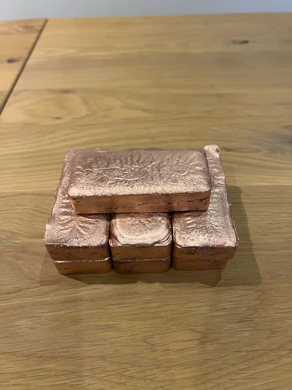 Handmade 500g - 600g Copper Ingot - Bar 99.9 Pure