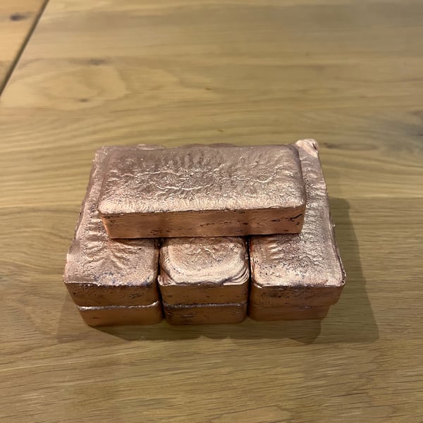 Handmade 500g - 600g Copper Ingot - Bar 99.9 Pure