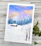 Christmas Cards - set of 4 cards - snow scene, cottage, fir and pine trees - Image 7