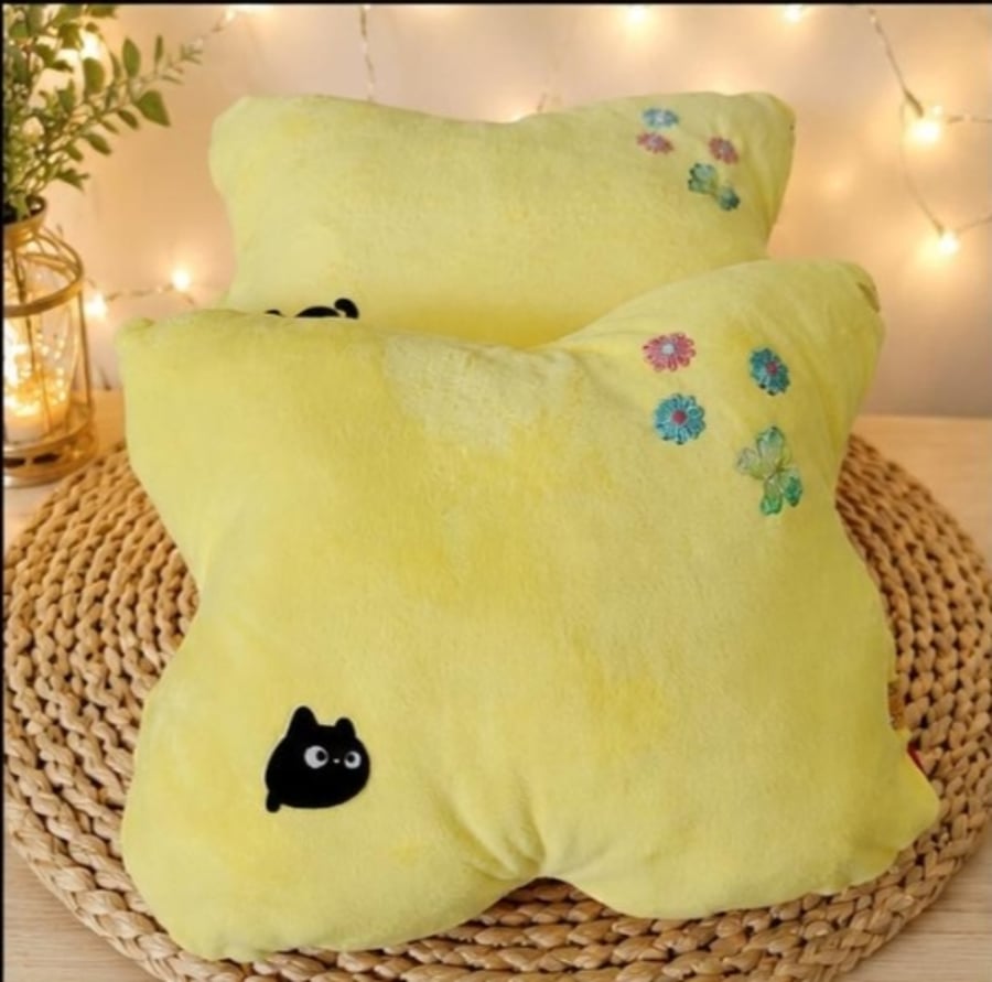 Handmade Two Tone Butterfly Children's Cushions (Set of 2) Yellow & Red