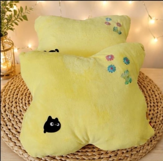 Handmade Two Tone Butterfly Children's Cushions (Set of 2) Yellow & Red