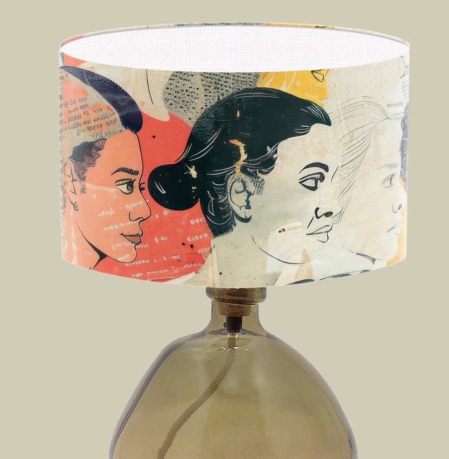 Modern Art Lampshade, Heads Portrait Print Lampshade