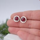 Silver Ruby Stud Earrings