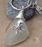 Pale Green Sea Glass with Octopus Charm Bag Charm Keyring K343