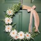 Handmade 17" Rustic Daisy Floral Door Wreath 