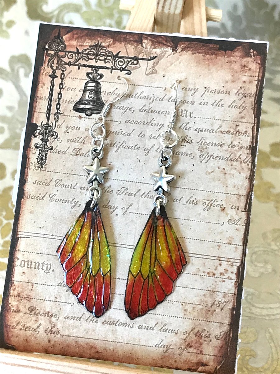 Autumn Star Sparkling Fairy Wings Sterling Silver Earrings