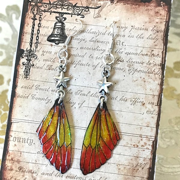 Autumn Star Sparkling Fairy Wings Sterling Silver Earrings