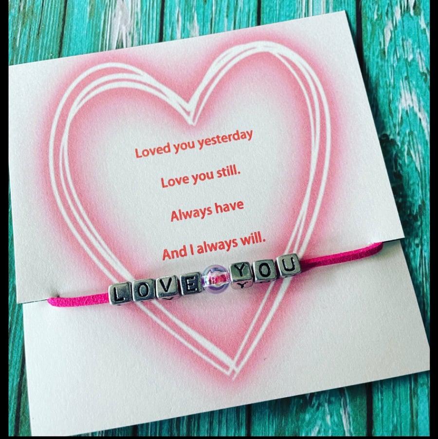 Love you sentimental gift bracelet gift for loved one wish bracelet