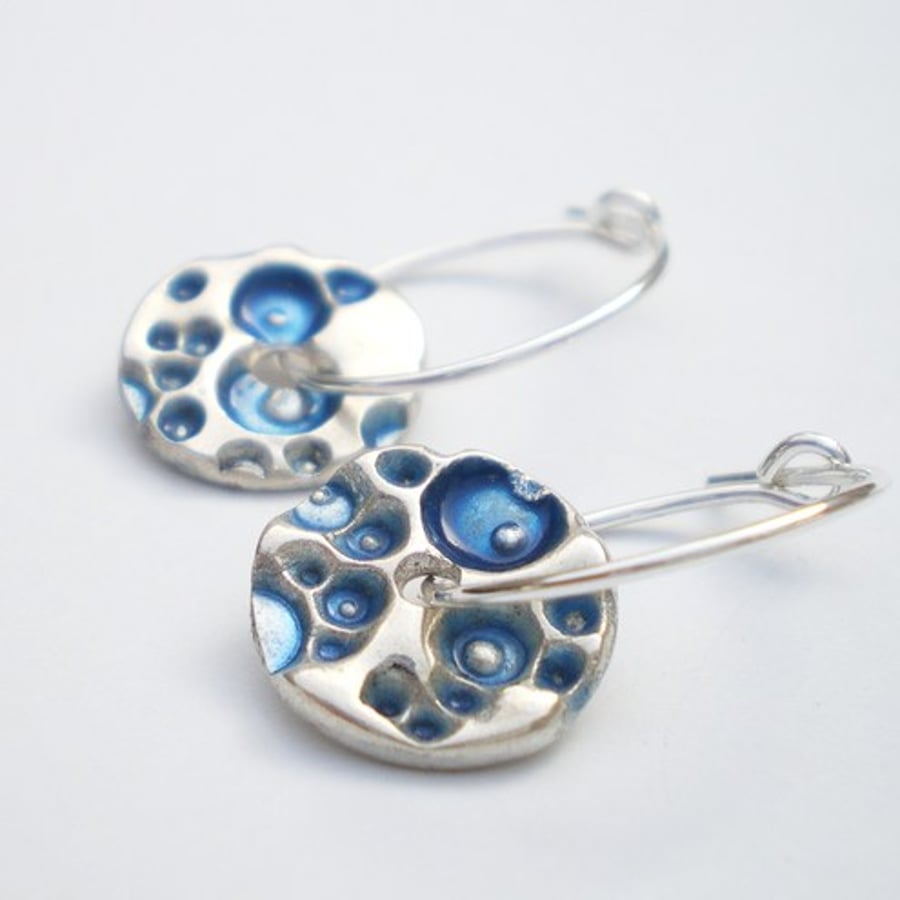 Small Blue Coral Silver Earrings
