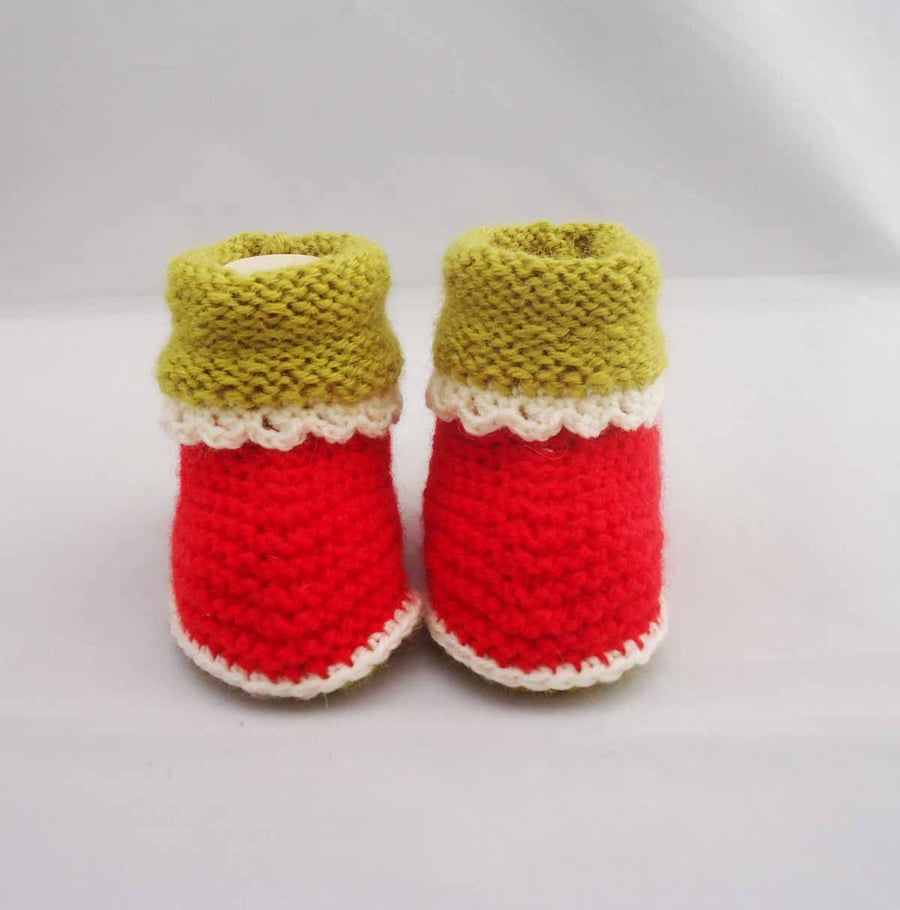 Baby Booties, Cute Baby Booties, Wool and Acrylic Baby Booties, 0-6 months, 