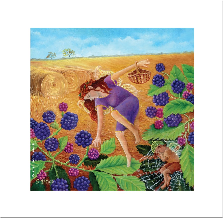 Autumn Blackberry Fairies - Greeting Card