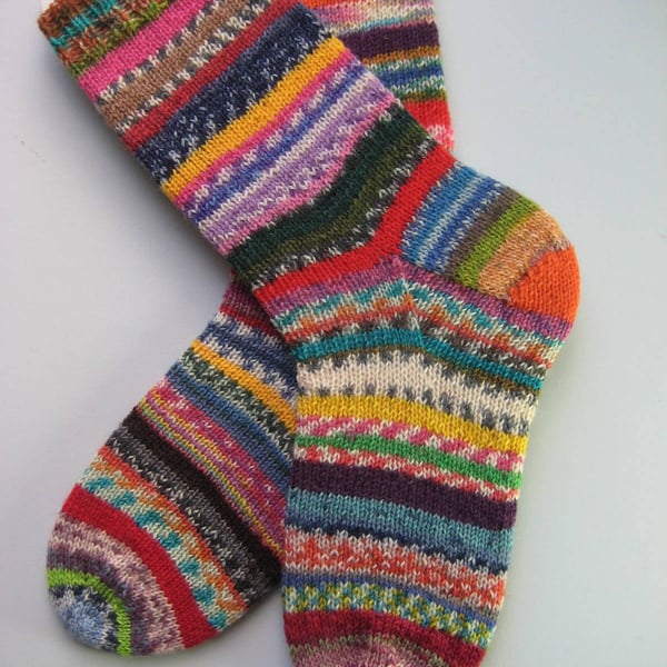 hand knit womens wool crazy socks UK 6-8