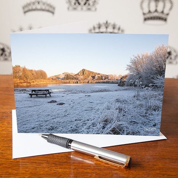 Northumberland - Frosty Cawfield Quarry Greetings Card - Blank Inside - Birthday