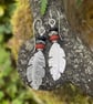 Silver,  Jasper and agate feather earrings - Image 7