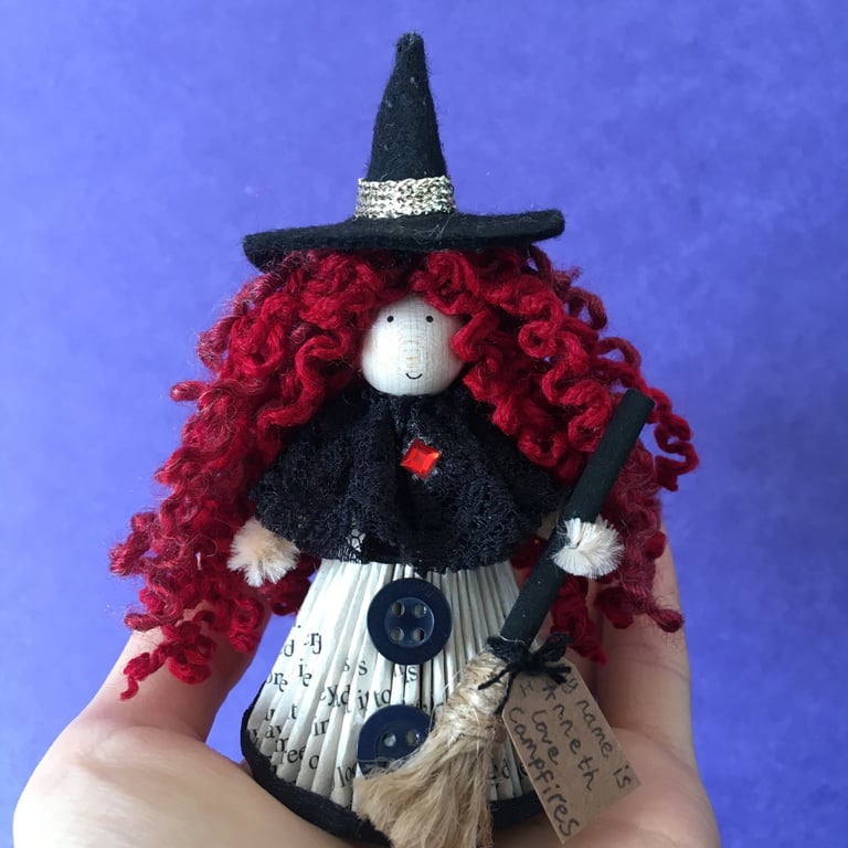 Red Witch Doll Decoration, Cute Halloween Decoration