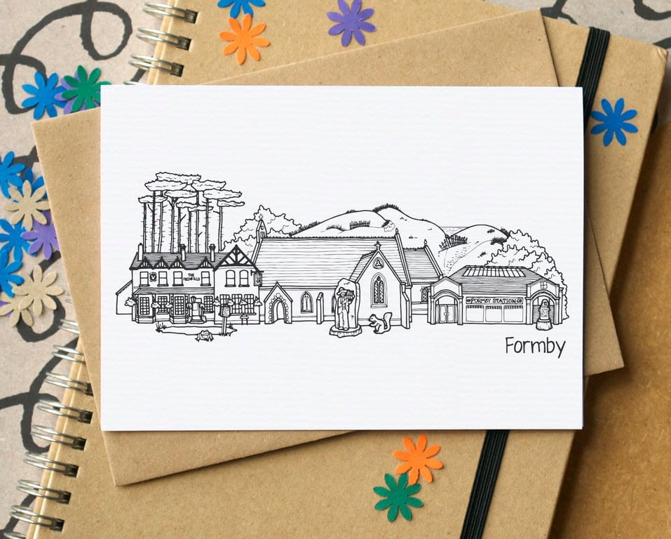 Formby Merseyside Skyline Greetings Card