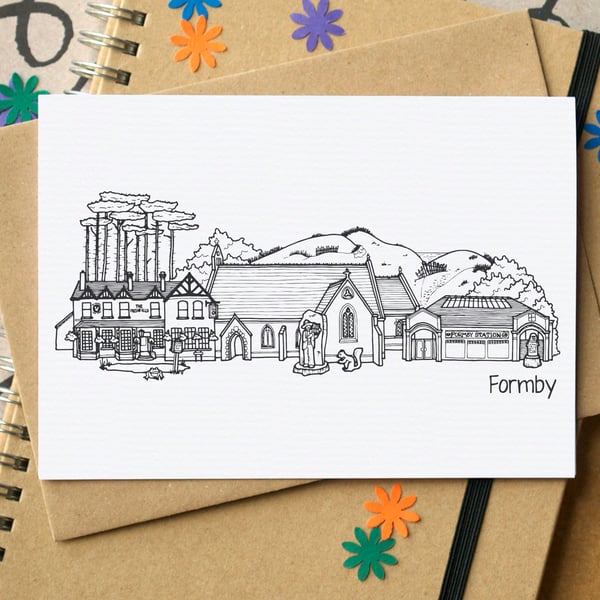Formby Merseyside Skyline Greetings Card