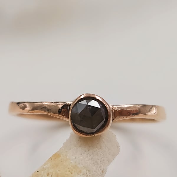Rose Gold Whisper Ring with Grey Diamond Cabochon : Size K