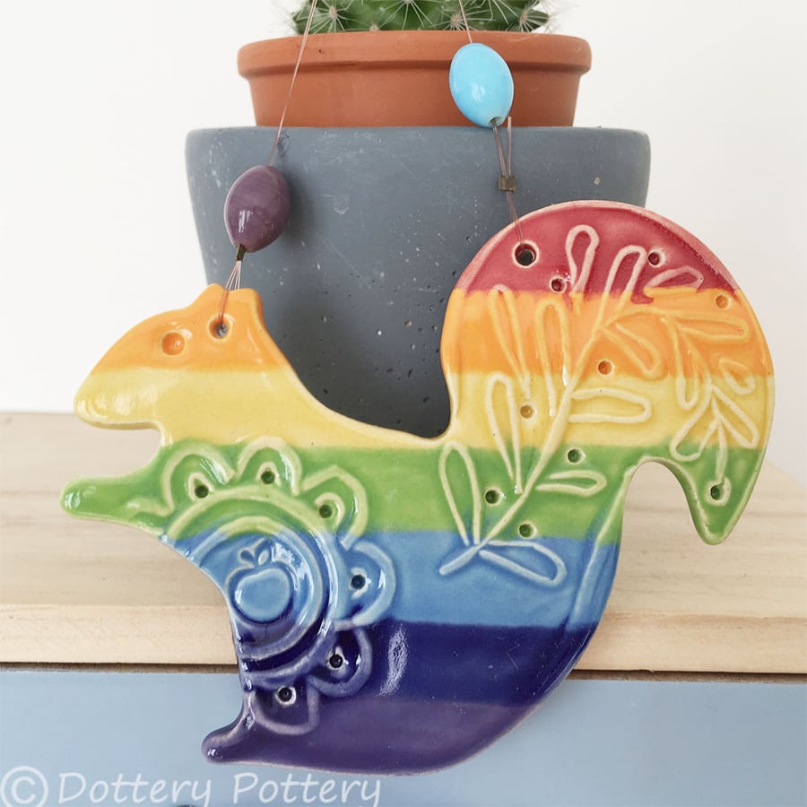 Ceramic squirrel decoration rainbow glaze