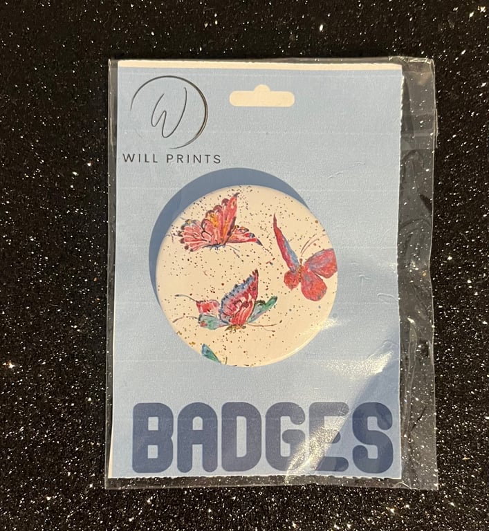 Butterfly printed Badge 45mm