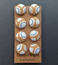 Set of eight scrap bag buttons - mustard and white fabric - Image 3