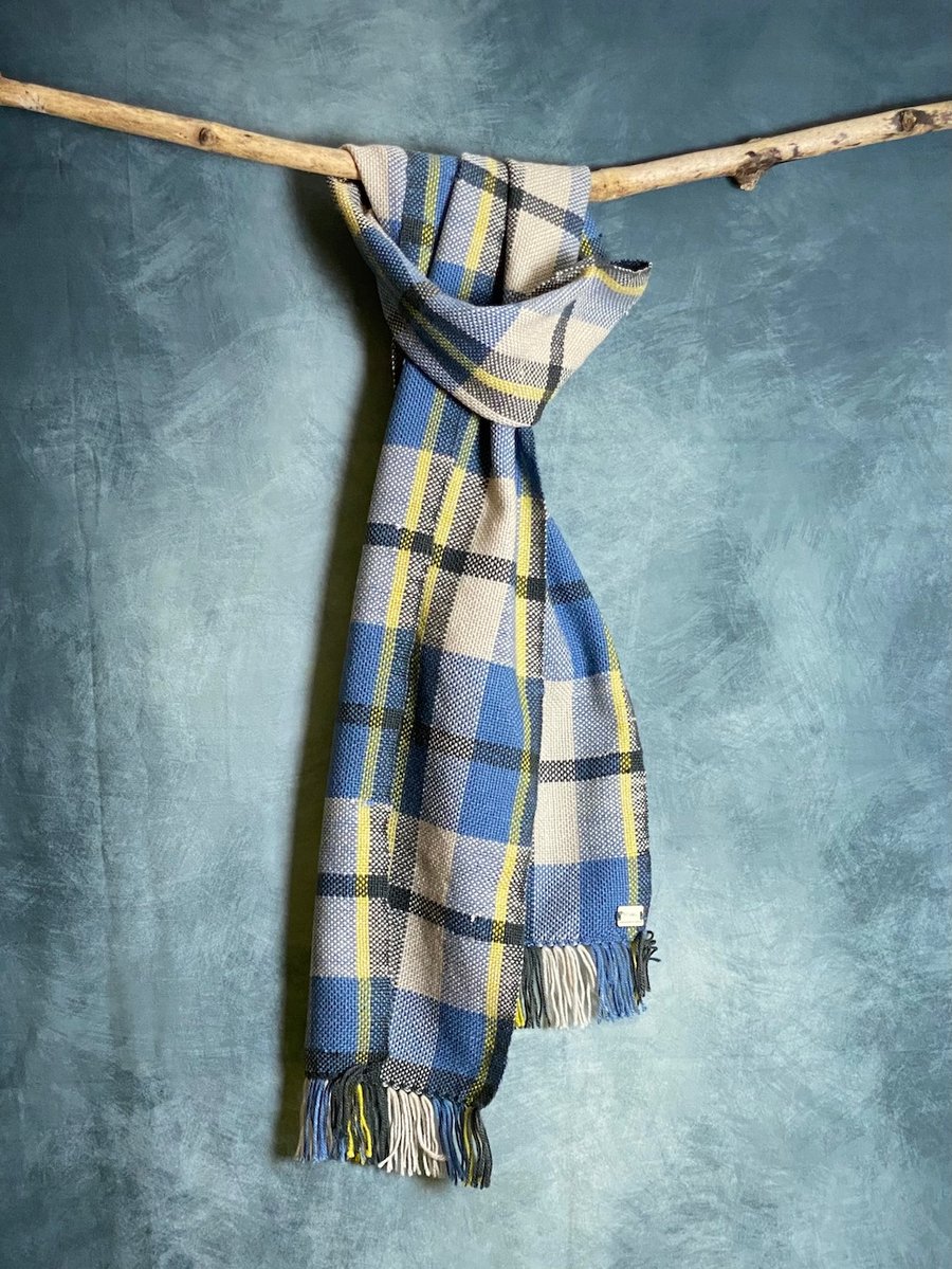 Plaid extra long handwoven scarf