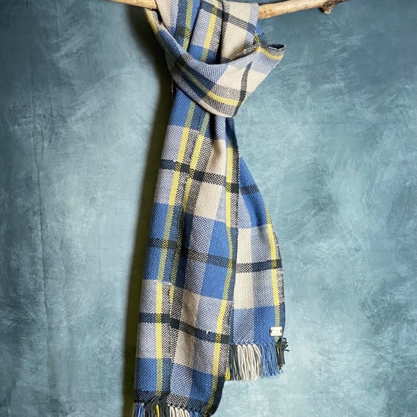 Plaid extra long handwoven scarf