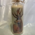 Decorated Candle Stag Christmas Decoupage Unusual 18cms