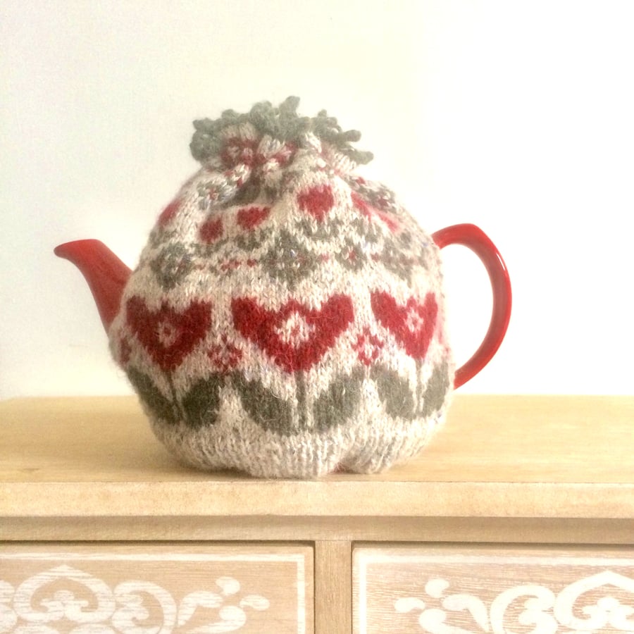 Tulip Tea and mug cosy knitting pattern 