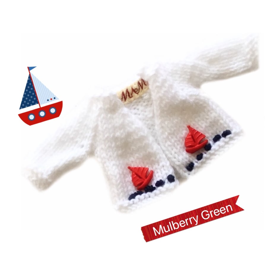 Sailing boat cardigan - reserved for Sue