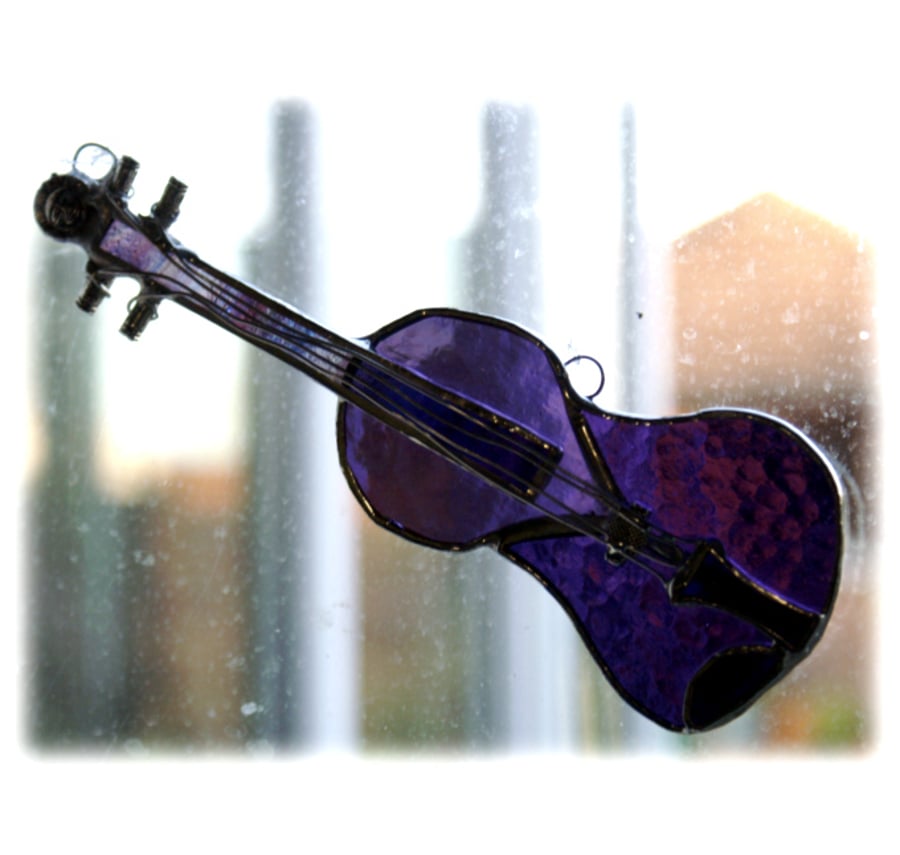 SOLD Violin Suncatcher Stained Glass Purple Music Musical Instrument