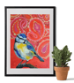 Blue Tit Pop Art A4 Digital Print Red Paisley Background - Image 3