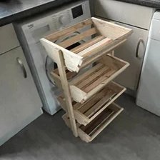 Rustic Wooden 4 Tier Fruit & Vegetable Storage Tower