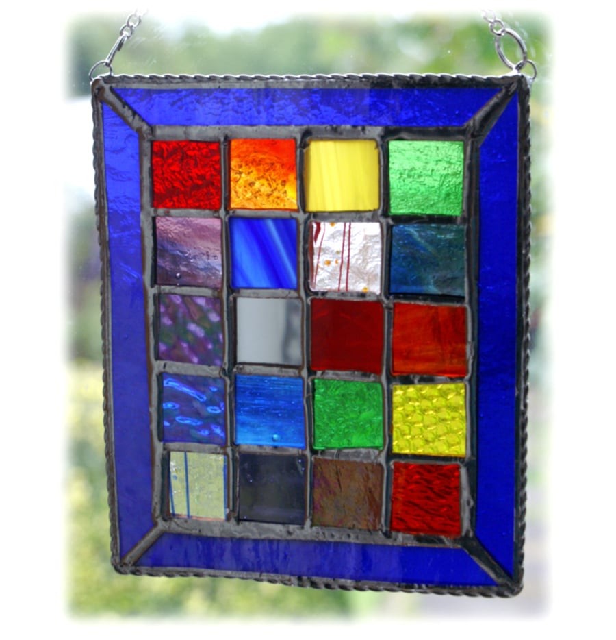 Rainbow Window Stained Glass Suncatcher Handmade Patchwork Geometric