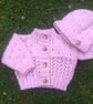 Pink cardigan and hat set for baby girl