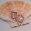 Pale Lilac Square Bead Earrings, Lilac Earrings, Gift for Her, Square Earrings
