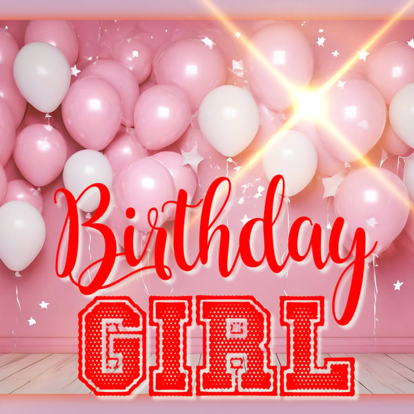 Birthday Girl Pink Balloons Card A5