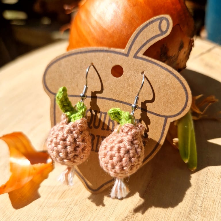 Onion earrings, Vegetable jewellery, Gardener gift, Fun dangle earrings