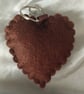 Brown Felt Floral Heart Bag Charm - Image 3