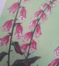 'Foxgloves' An original linoprint of foxgloves with a green background. - Image 3