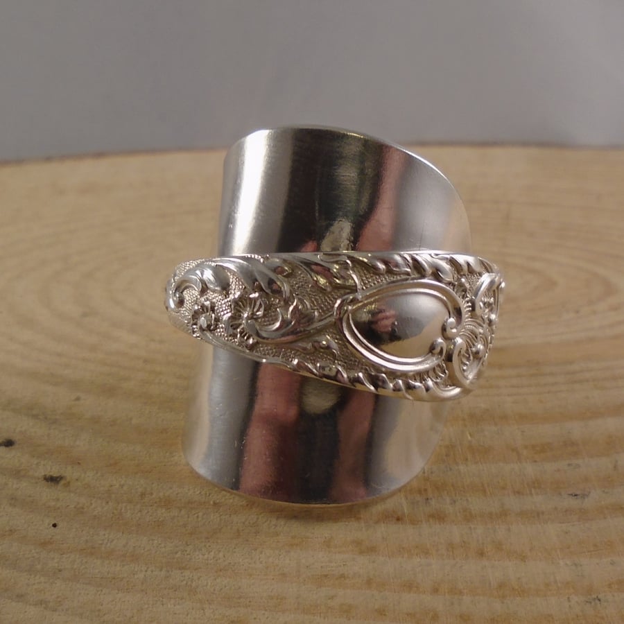 Upcycled Silver Plated Orchid Wrap Spoon Ring SPR112102