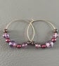 Handmade Gold Hoop Earrings with Amethyst 