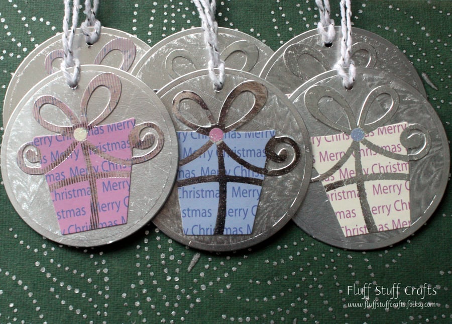 Handmade upcycled Christmas gift tags - pack of 6