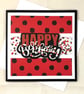 Square black and red Happy Birthday card