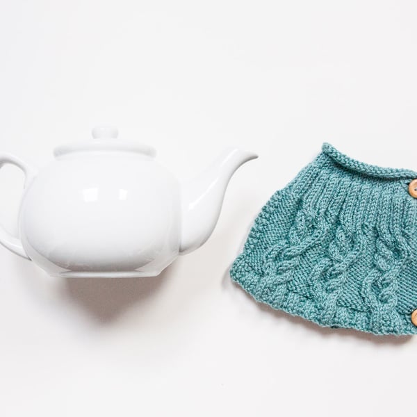 Teal hand knit tea cosy - Teapot cosy - Tea lover's gift
